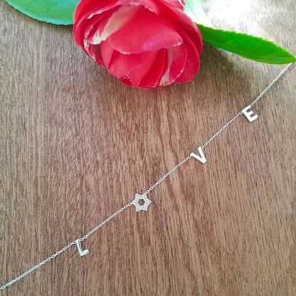 Gold Star of David Love Necklace | Alef Bet