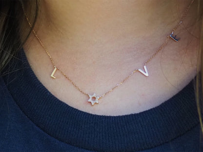Gold Star of David Love Necklace | Alef Bet