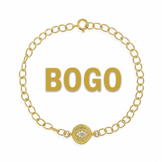 Golden Evil Eye Bracelet in 14k Gold Plated Sterling Silver with CZ