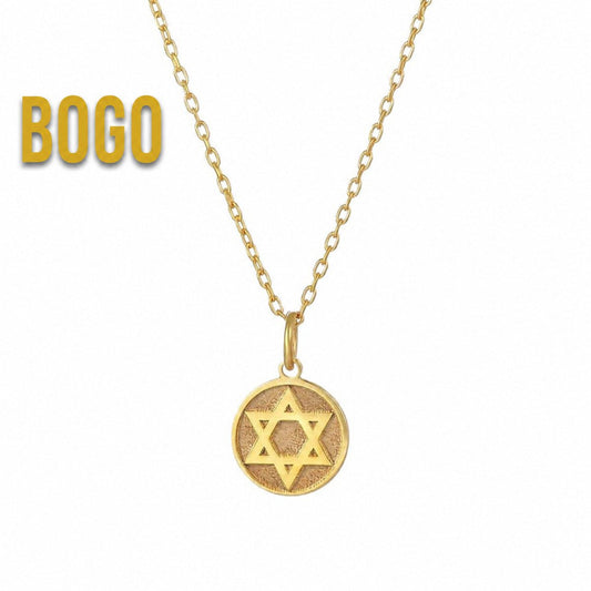 Golden Jewish Star Pendant in 14k Gold Plated Sterling Silver