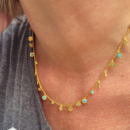 Hamsa and Evil Eye Charm Necklace