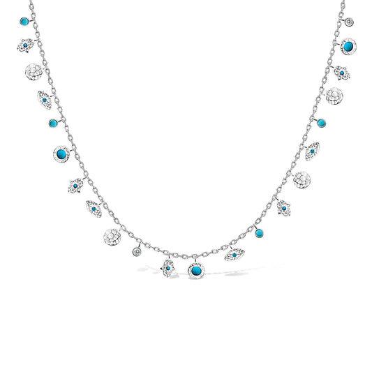 Hamsa and evil eye charm necklace in sterling silver with protective dual-symbol pendant by Alef Bet