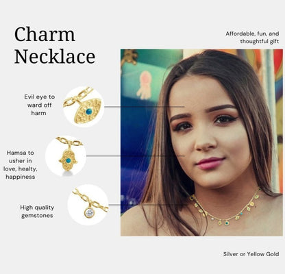 Hamsa and Evil Eye Charm Necklace