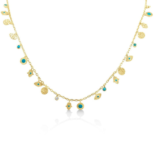 Hamsa and Evil Eye Charm Necklace