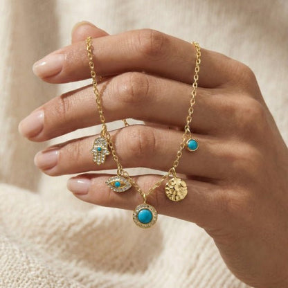 Hamsa and Evil Eye Charm Necklace