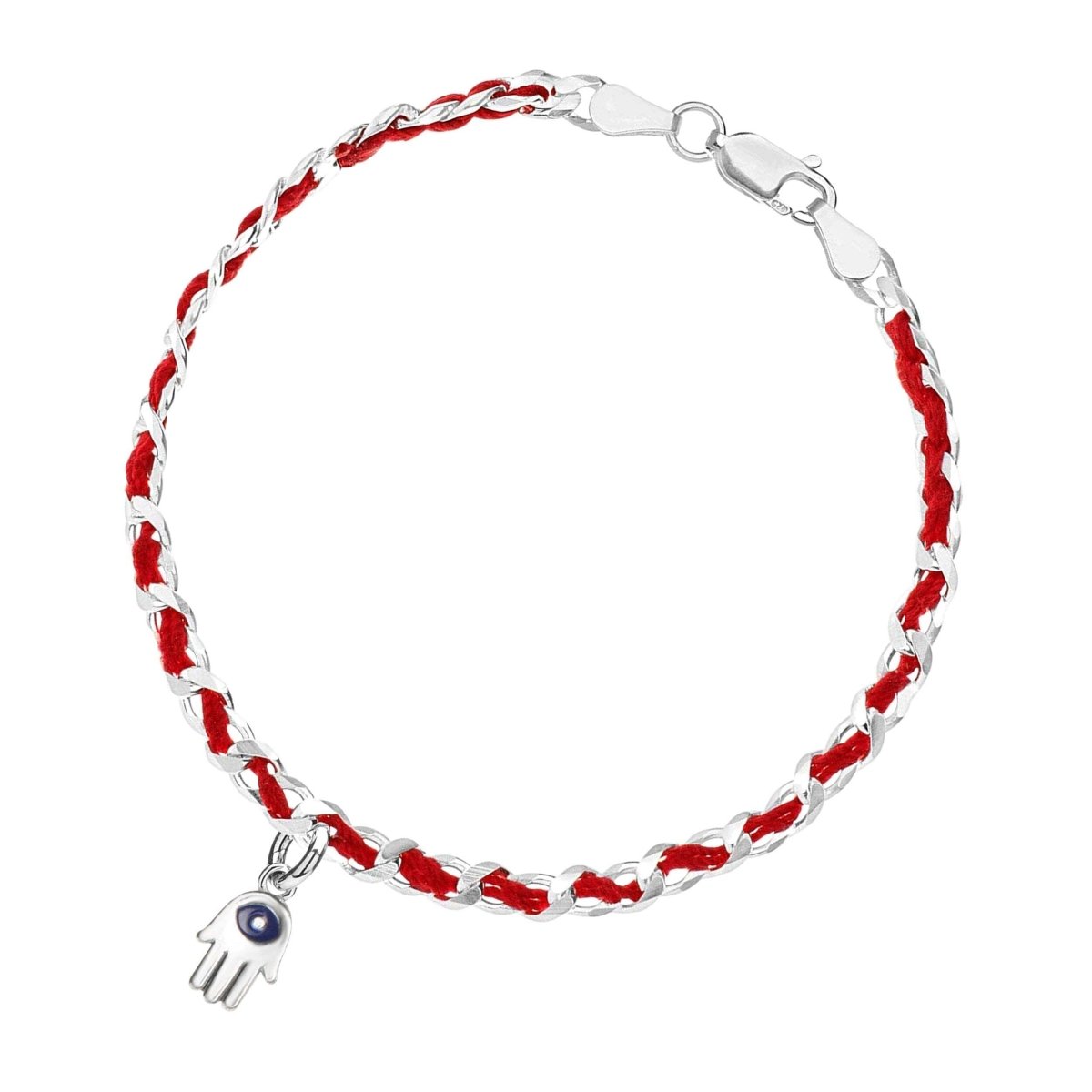 Hamsa and Evil Eye Red String Bracelet in Sterling Silver 925, protection and good luck you can wear every day