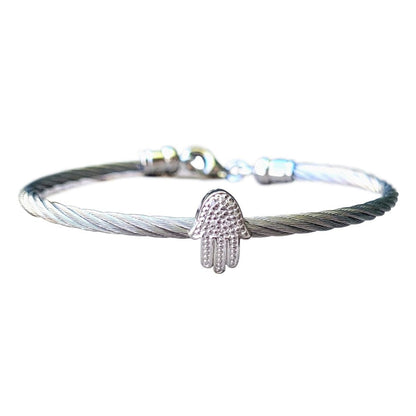 Hamsa Bangle Bracelet With Diamonds in 4 Colors