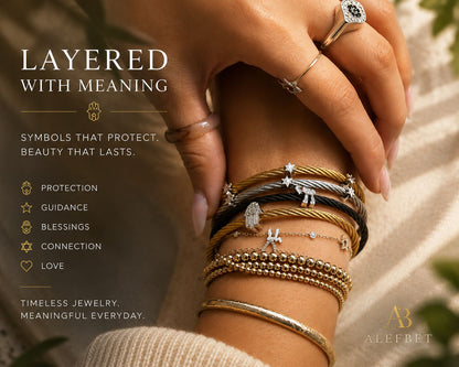 Hamsa diamond bangle bracelet with intricate pave setting and metal contrast by Alef Bet