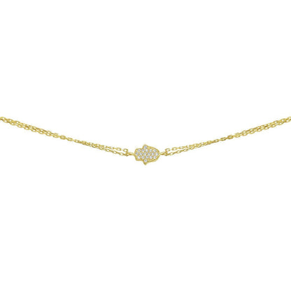 Hamsa CZ Charm Bracelet in Rose Gold Plated Sterling Silver 925, sparkling protection you can stack every day