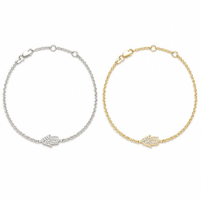 Hamsa Diamond Bracelet in Sterling Silver 925, Gold Vermeil, or Solid 14k Yellow Gold, protection and sparkle you can wear every day