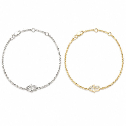 Hamsa Diamond Bracelet in Sterling Silver 925, Gold Vermeil, or Solid 14k Yellow Gold, protection and sparkle you can wear every day