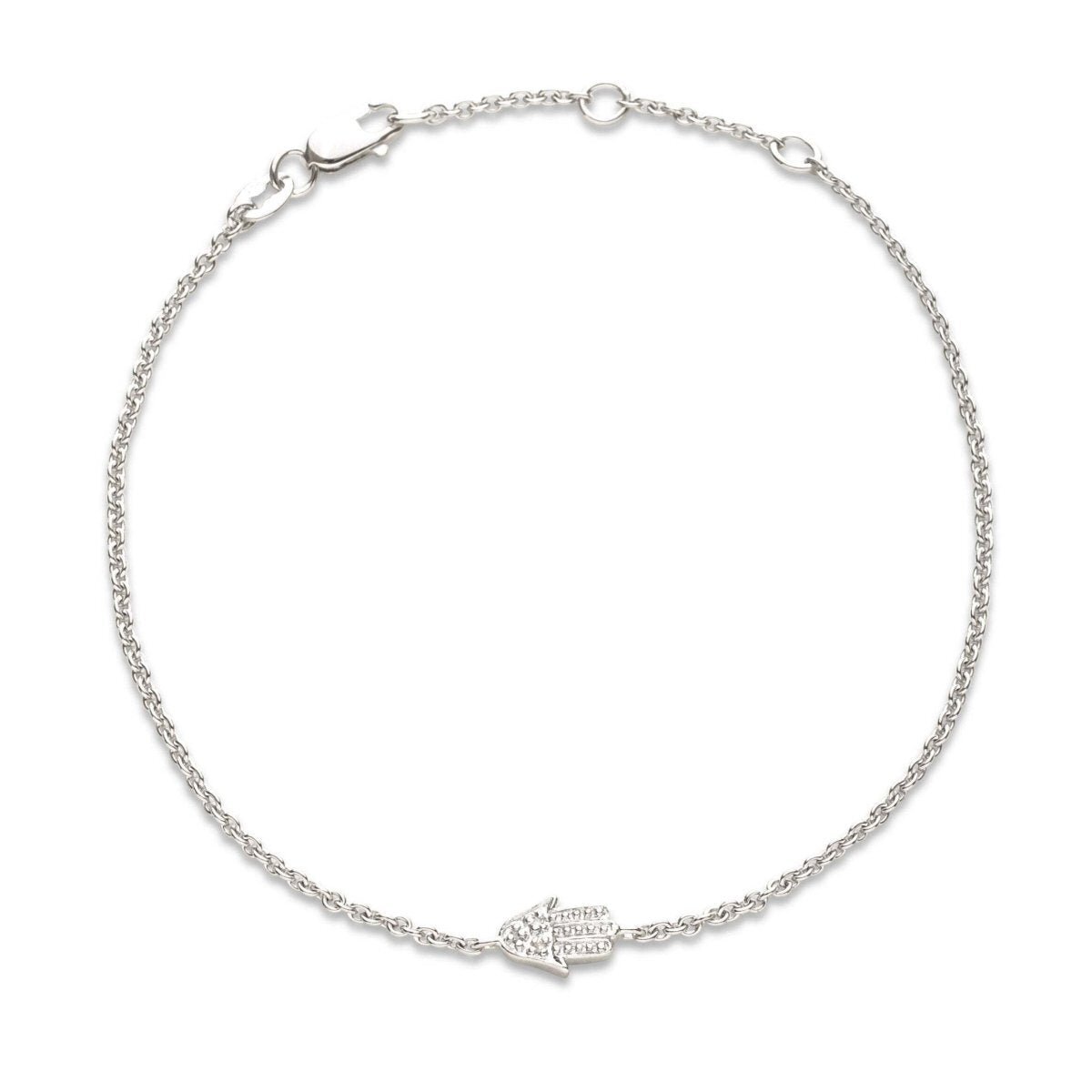 Hamsa Diamond Bracelet in Sterling Silver 925, protection and sparkle you can wear every day