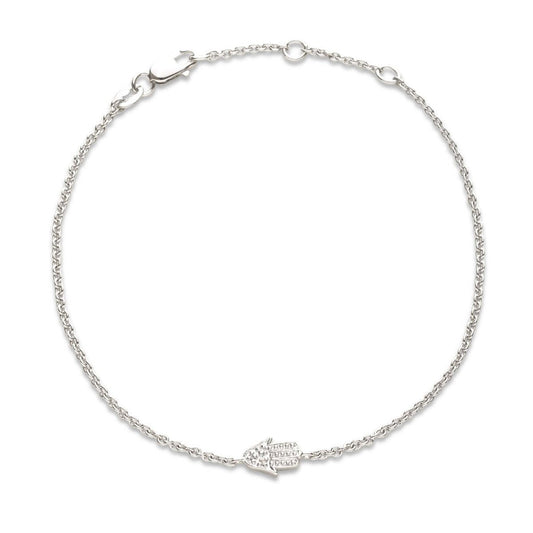 Hamsa Diamond Bracelet in Sterling Silver 925, protection and sparkle you can wear every day