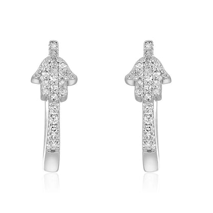 Hamsa Diamond Pave Huggie Earrings 14k