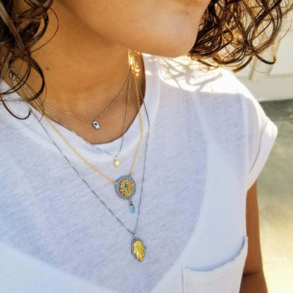 Hamsa Hand Charm Golden and Silver Pendant