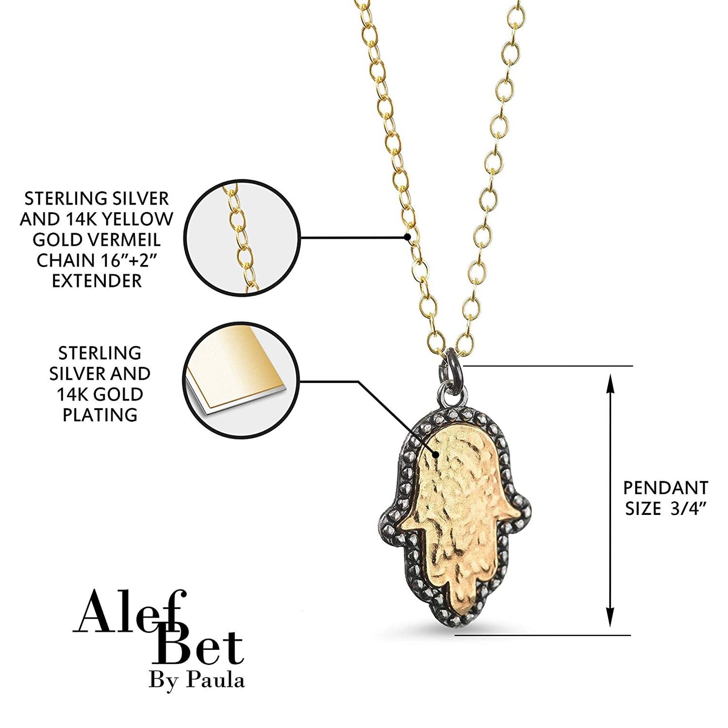 Hamsa Hand Charm Golden and Silver Pendant