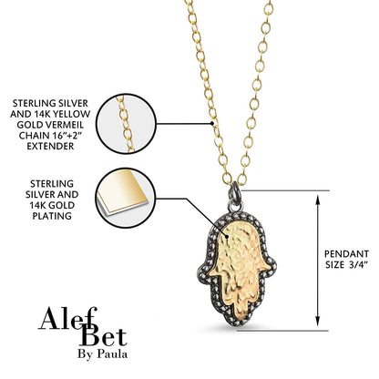 Hamsa Hand Charm Golden and Silver Pendant