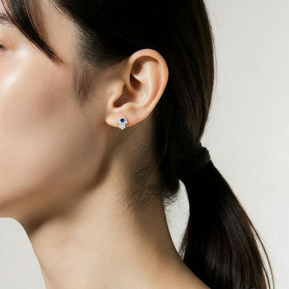 Hamsa Hand Diamond and Sapphire Earrings