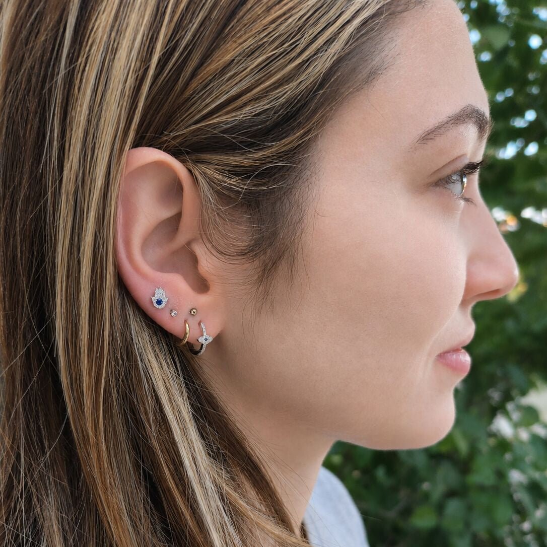 Hamsa Hand Diamond and Sapphire Earrings