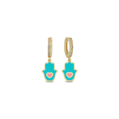 Hamsa Hand Huggie Earrings: Dainty Charm, Dazzling Protection & Love