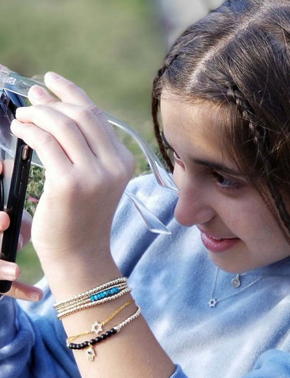 Hamsa Hand Lucky Beaded Bracelet with Gemstones