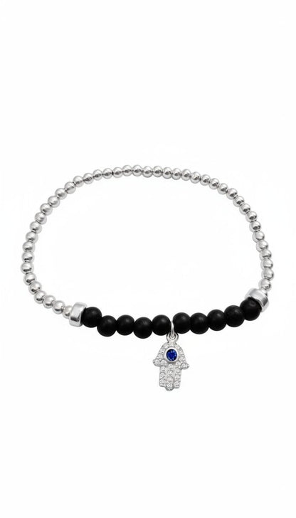 Hamsa Hand Lucky Beaded Bracelet with Gemstones