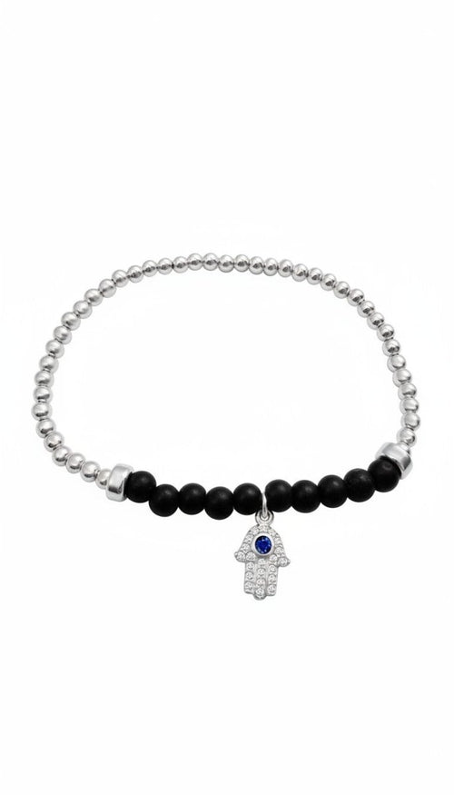 Hamsa Hand Lucky Beaded Bracelet with Gemstones