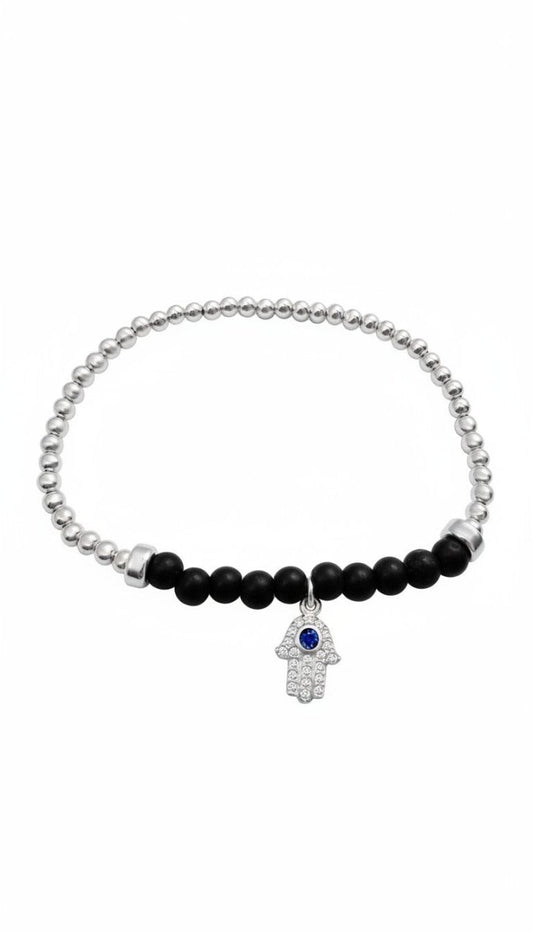 Hamsa Hand Lucky Beaded Bracelet with Gemstones