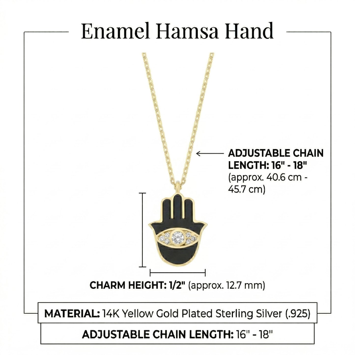 Gold hamsa necklace featuring pink enamel detail and high-polish finish by Alef Bet