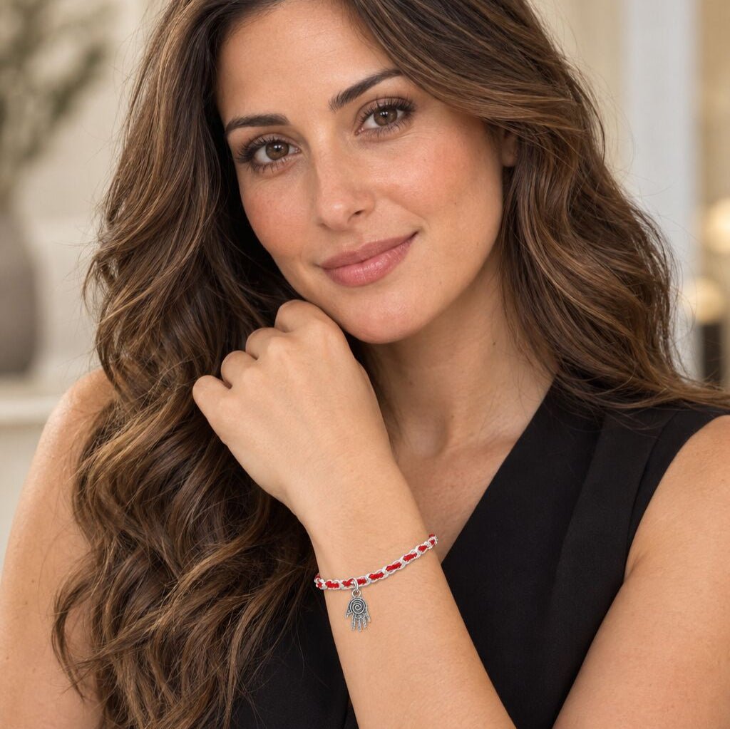 Hamsa Hand Red String Bracelet in Sterling Silver 925, handcrafted protection you never want to take off