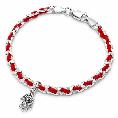 Hamsa Hand Red String Bracelet in Sterling Silver 925, handcrafted protection you never want to take off
