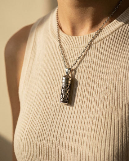 Hamsa Mezuzah Necklace | Sterling Silver