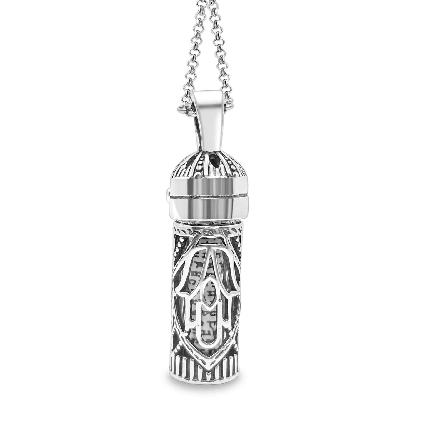Hamsa Mezuzah Necklace | Sterling Silver