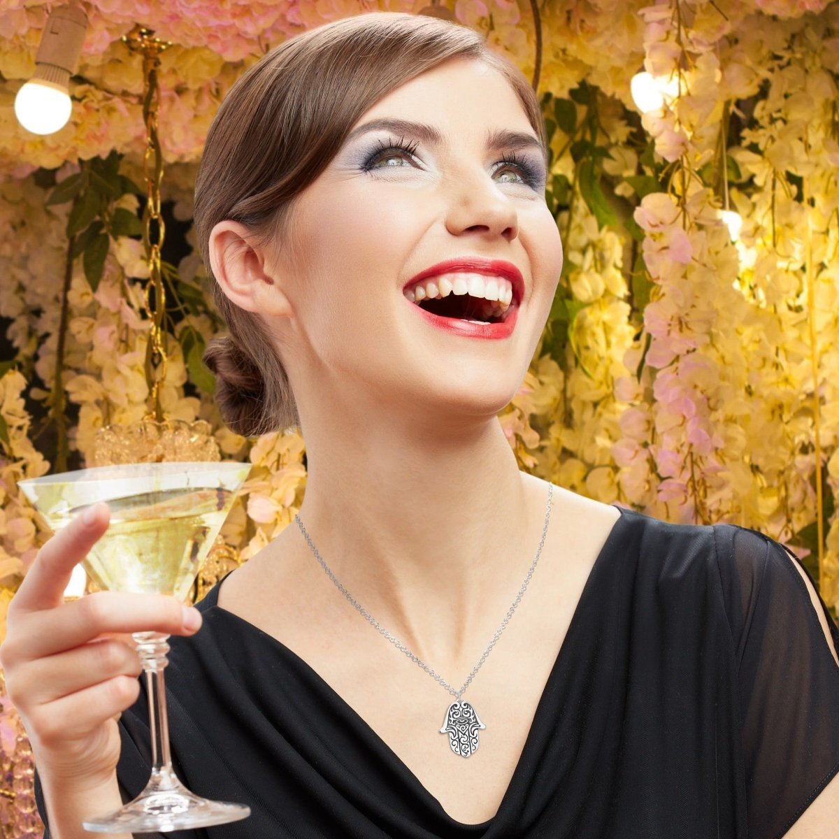 Hamsa Necklace in Silver