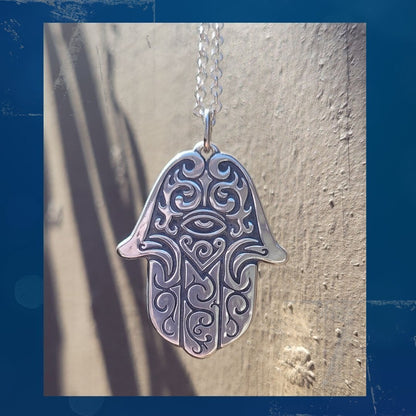 Hamsa Necklace in Silver