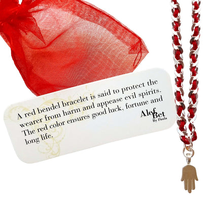 A beautiful Hamsa red string bracelet made of sterling silver, symbolizing protection, good luck, and positive energy.