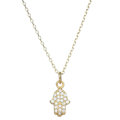 Hamsa Shiny Necklace in Sterling Silver