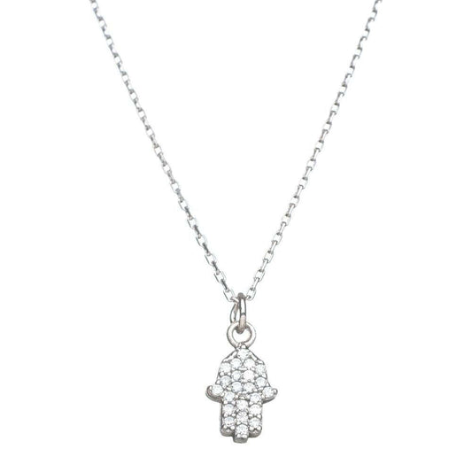 Hamsa Shiny Necklace in Sterling Silver