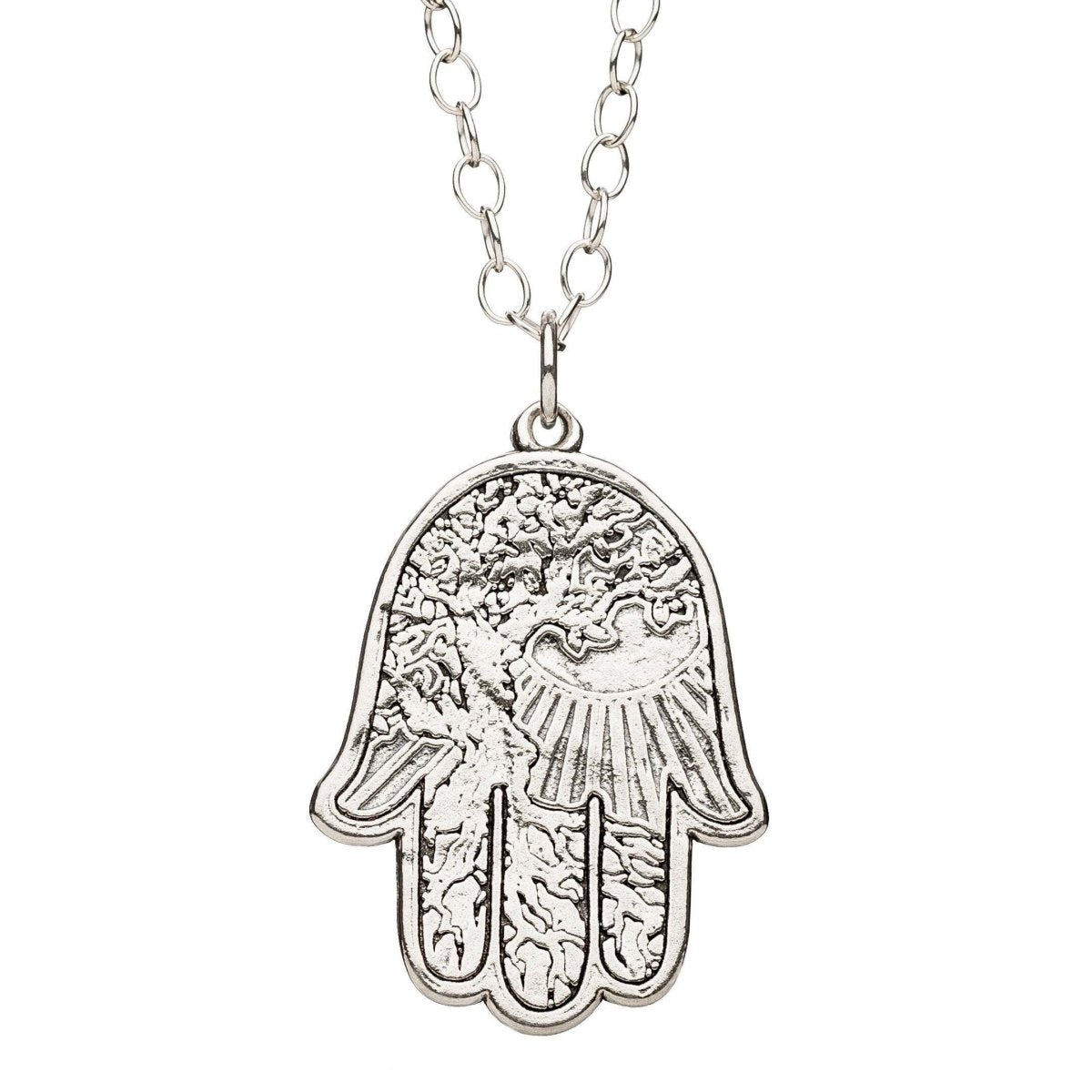 Hamsa Silver Tattoo Necklace