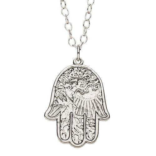 Hamsa Silver Tattoo Necklace