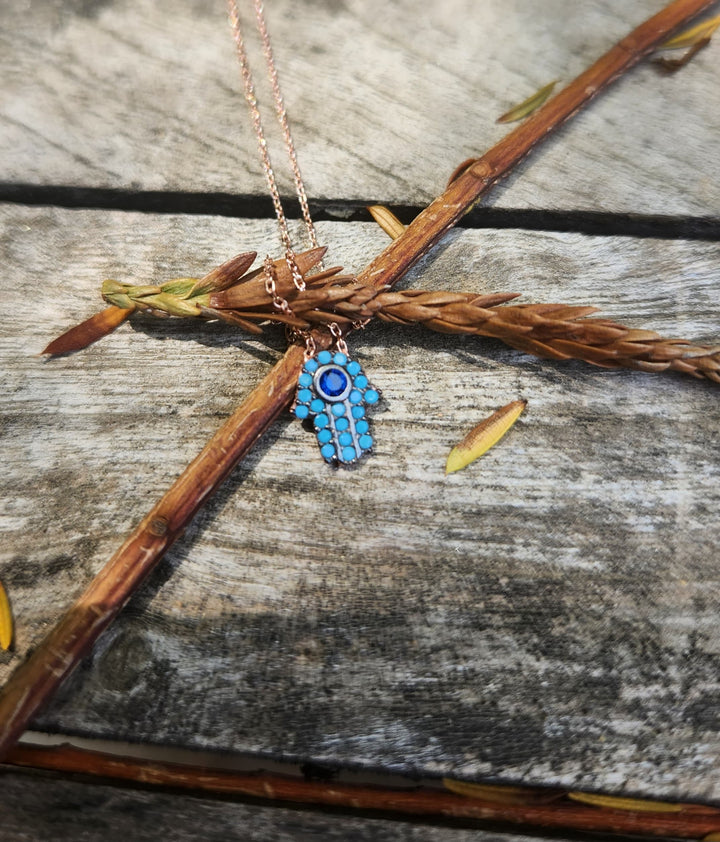 blue hamsa necklace