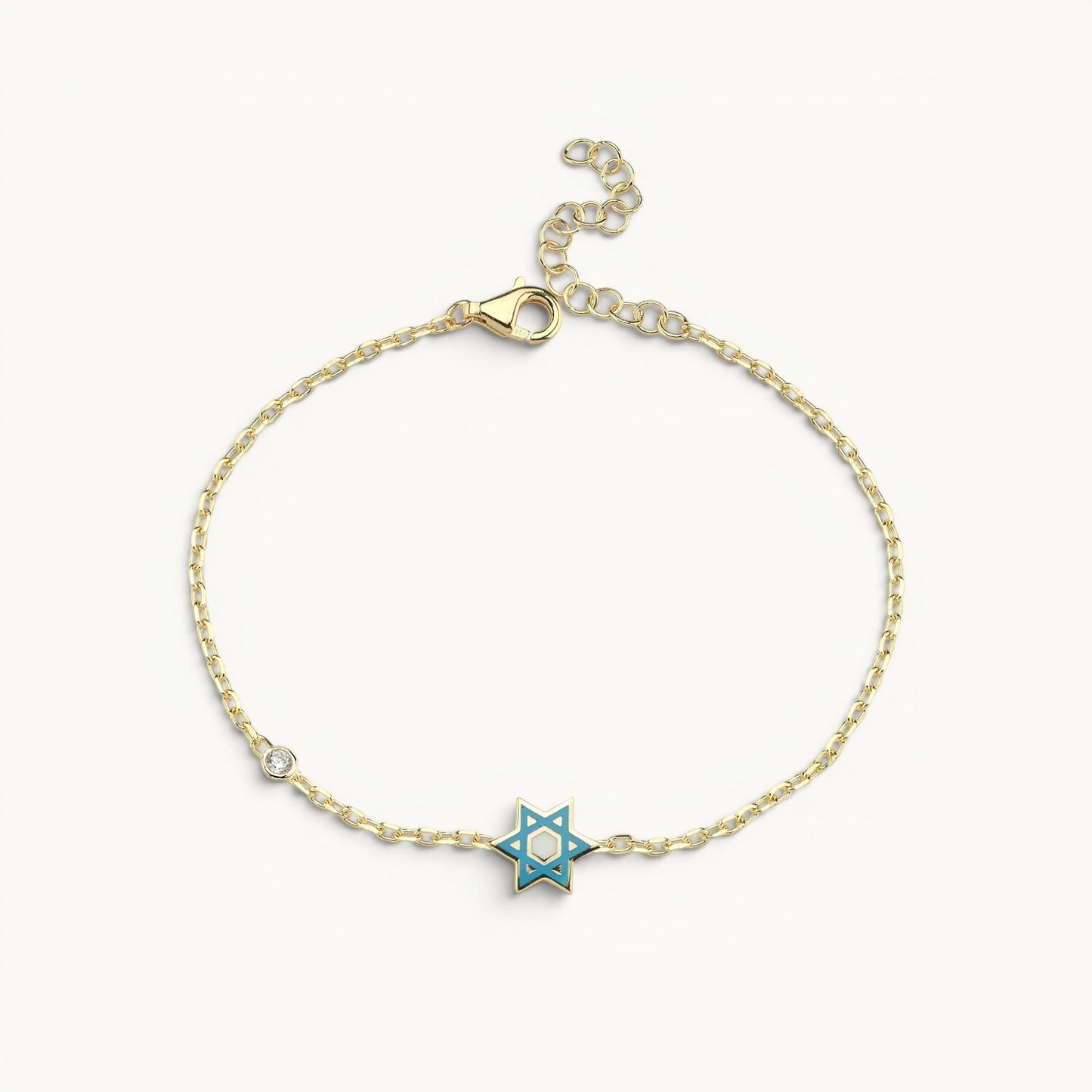 Star gemstone bracelet in gold with pave-set cubic zirconia by Alef Bet
