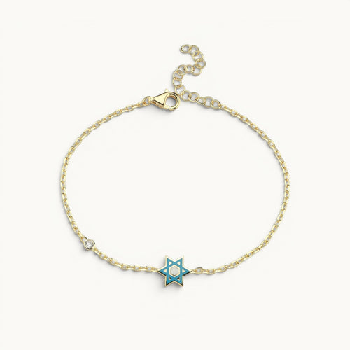 Star gemstone bracelet in gold with pave-set cubic zirconia by Alef Bet