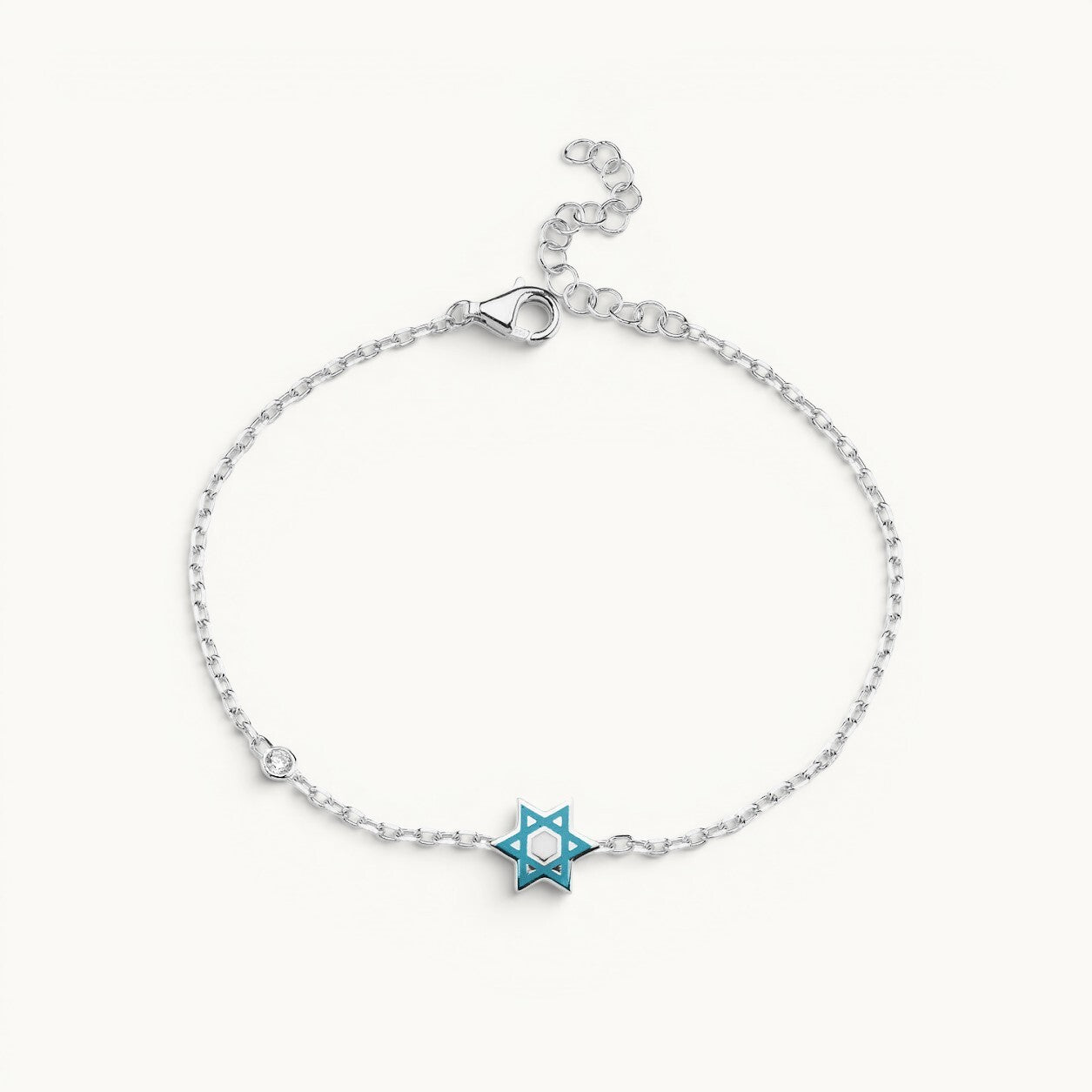 Star of David bracelet in silver with pave-set cubic zirconia by Alef Bet