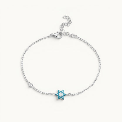 Star of David bracelet in silver with pave-set cubic zirconia by Alef Bet