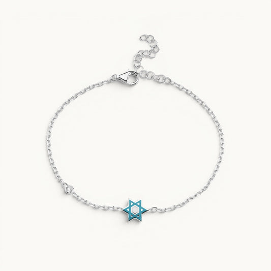 Star of David bracelet in silver with pave-set cubic zirconia by Alef Bet
