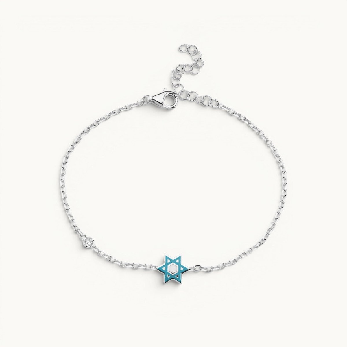 Hand Painted Enamel Star of David Bracelet with CZ Spark | Pink and Blue