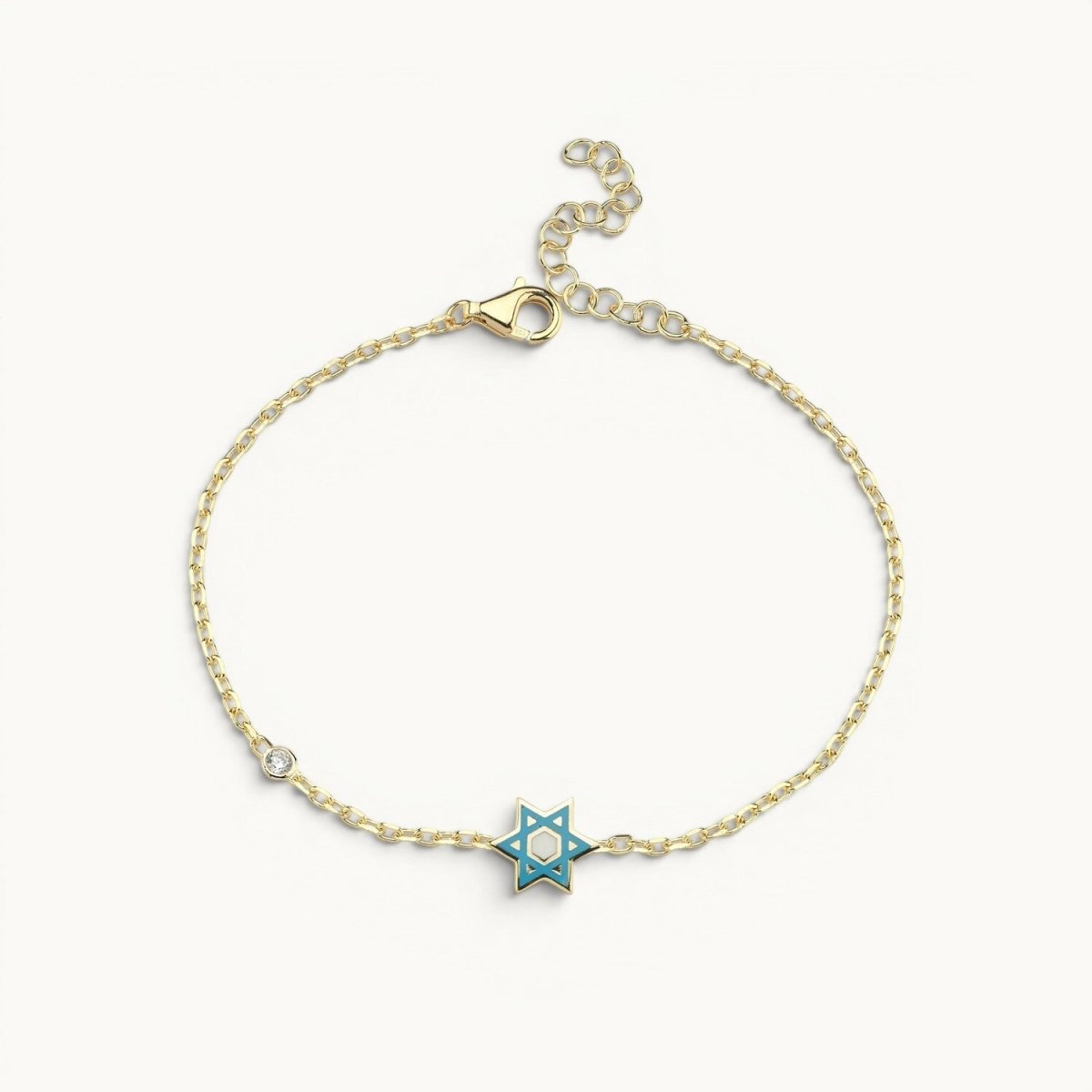Hand Painted Enamel Star of David Bracelet with CZ Spark | Pink and Blue