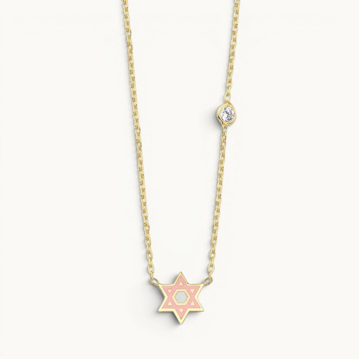 Hand Painted Enamel Star of David Necklace with CZ Spark