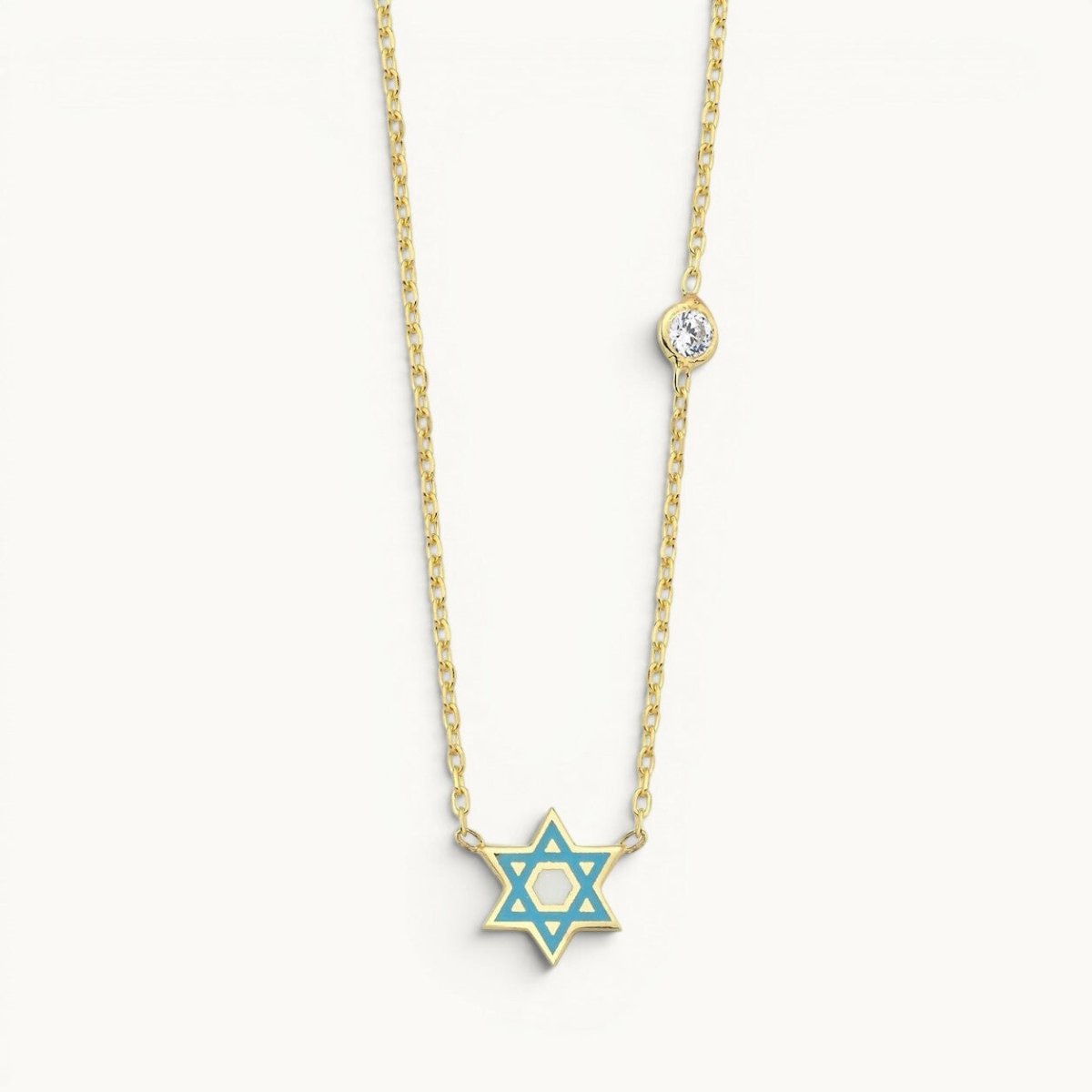 Hand Painted Enamel Star of David Necklace with CZ Spark